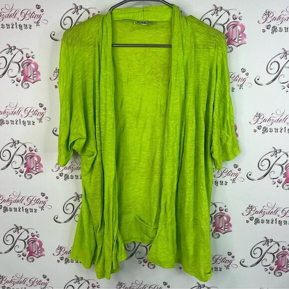 M.i.k.o plus cardigan open waterfall flowy Lime Green Open Front Cardigan - Picture 1 of 6